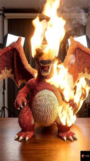 Charizard Made of Matchsticks… Then It Burned 🔥😳 (Satisfying)