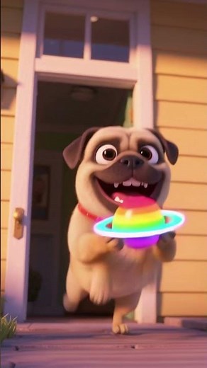 Saturno de brinquedo brilhante é a arma secreta do puppy para voar na praça 🚀 #cute #dog #shorts