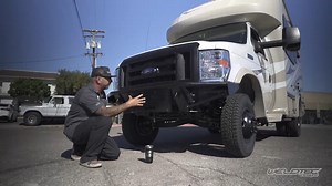 Hi everybody and welcome back to the channel! If you have a BT Cruiser and have been thinking about getting it lifted, this video will have the answers to your questions. We took this awesome ride and added our Ford E-Series Class C RV 6‘’ Suspension Lift Kit which call our “Off Grid” kit. In the front, this kit includes Fox Shocks along our Modified I Beams, Extended Radius Arms, and larger Lift Coils. In the rear, this kit has additional Fox Shocks as well as our Full Progressive Leaf Springs 