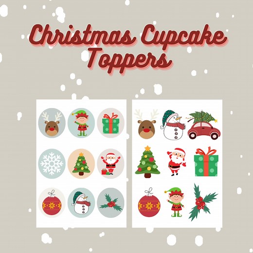 Christmas Cupcake Toppers Printable - Etsy