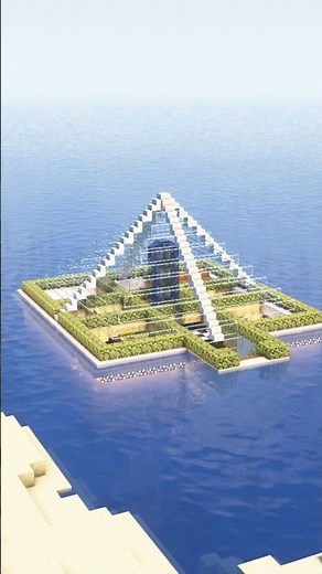 Glass Pyramid Underwater Base / ガラスのピラミッド水上基地🏠 #minecraft #tutorial #minecraftidea #timelapse #マイクラ