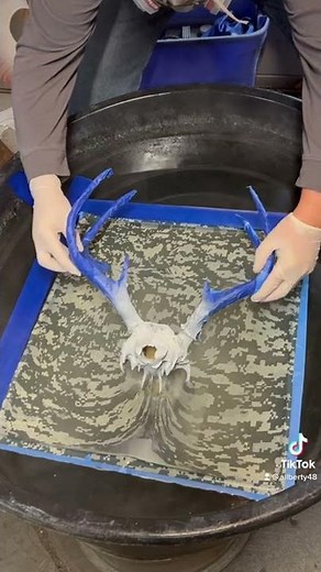 Digital camo hydro dipping deer skull