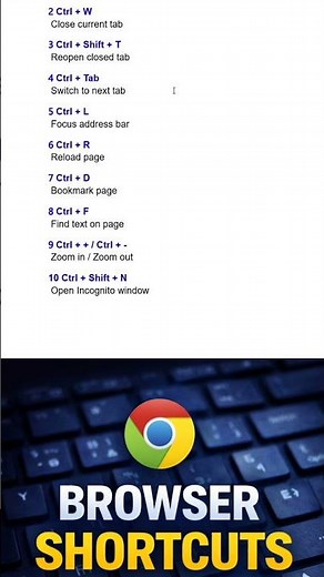 10 Browser Shortcuts you must know🤔🤔#keyboardshortcuts #shorts #techtips #computertricks #ytshorts