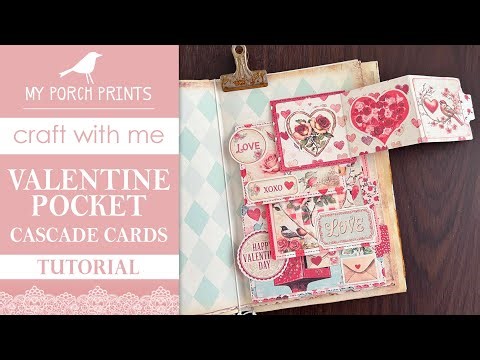 Valentine Pocket Cascade Cards Tutorial | Craft with Me! | My Porch Prints Junk Journal Tutorials