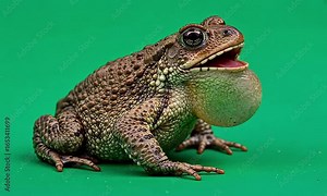 Toad with inflated throat sac