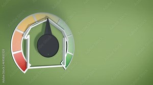 Energy efficiency rating chart on house illustration, ecological bio energetic home energy class certificate, rating graph 3d rendering animation