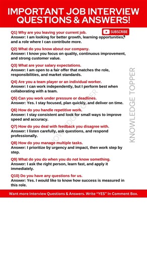 10 Most Important Job Interview Questions and Answers