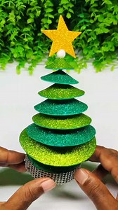 Glitter Foam Paper Christmas Tree Easy To Make #tree #diy #christmas #reel #crafts | SmirchS