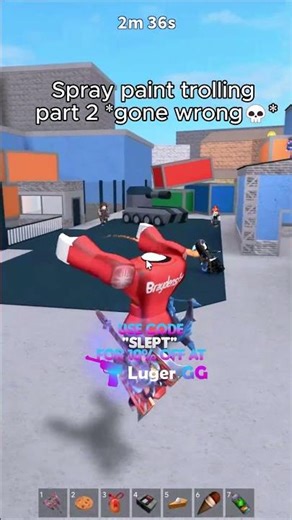Spray paint trolling pt 2 *GONE WRONG*💀#roblox #mm2 #funny