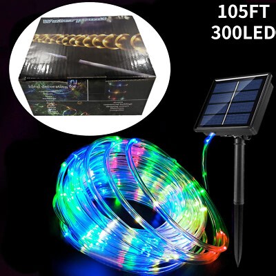 Christmas 300LED 8 Mode Solar Powered String Lights Rope Patio Outdoor Garden | eBay