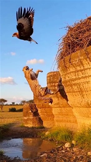 Cheetah Does Not Attack the Eagle’s Nest 🐆🦅 #animals #wildanimals