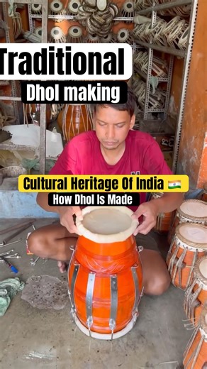 🥁Traditional Dhol Making Process | Handcrafted Indian Dhol | #shorts
