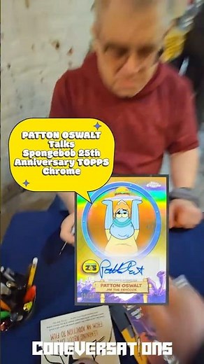 Patton Oswalt REACTS to His Own SpongeBob Autograph Card 😳 Topps Chrome 25th Anniversary