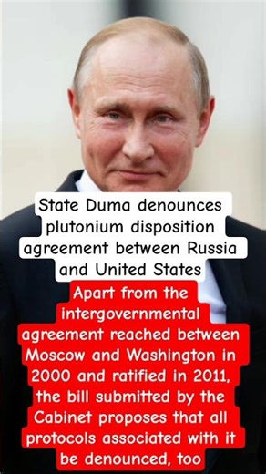 State Duma denounces plutonium disposition agreement between Russia #ussiaukrainewar