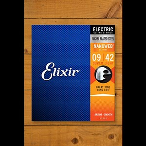 Elixir Nanoweb Coated Nickel Plated Steel Electric Guitar Strings - 9-42
