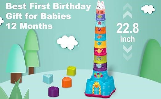 Colorful stacking cups and nesting cups with storage box.