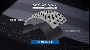 Skechers Skech-Knit Car Seat Cover, One-Piece Knitted Breathable Seat Protector, Two-Tone Front Seat Cover Set, Airbag Compatible, Automotive Interior Protection for Cars, Trucks, SUVs (Black&Gray)