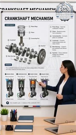 Crankshaft Mechanism Explained 🔧 | How Engine Converts Motion ⚙️