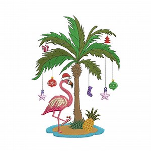 Flamingo Christmas Machine Embroidery Design | Tropical Holiday Cheer - Etsy
