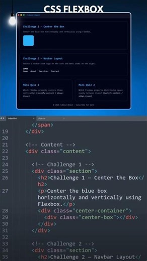 Learn CSS Flexbox With mini Challenges 🔥 #css #flexbox #coding #shorts