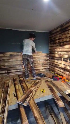 Burned Texture Pallet Wall DIY Cabin