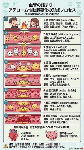 【10秒で健康】血管の恐怖 なぜ血管は詰まるのか？アテローム性動脈硬化が進行する「8つのステップ」