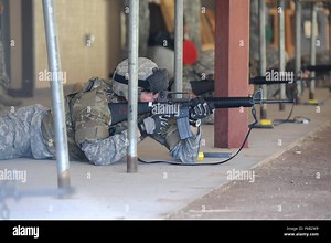U.S. Army Staff Sgt. Seth Fredrickson, with the South Dakota Army National Guard’s Battery B, 1st Battalion, 147th Field Artillery, qualifies with the M16 rifle during the first day of the Best Warrior Competition, April 20, 2016, at Camp Rapid, Rapid City, S.D. The Best Warrior Competition will conclude April 22 and will name the SDARNG Soldier of the Year and the SDARNG Non-Commissioned Officer of the Year Stock Photo - Alamy