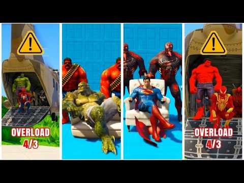 MARVEL SUPERHERO BATTLE #16 🚨 Superheroes TOO HEAVY?! Hulk vs Iron Man Overload Challenge 💥