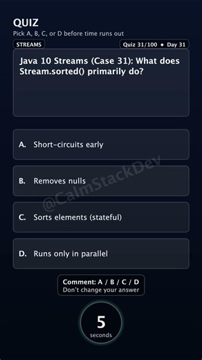 Quiz 231 Stream sorted Java10 | #shorts #java #quiz