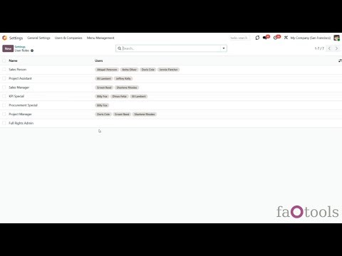 Odoo Security User Roles v19 by faOtools overview