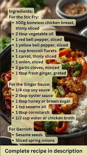 Chicken & Vegetable Stir Fry with Ginger Sauce Recipe by What Shall I Cook