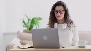 Online access to education woman speaks at videocall