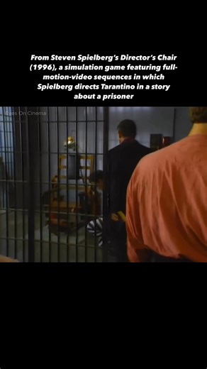 From Steven Spielberg’s Director’s Chair (1996), a simulation game featuring full-motion-video sequences in which Spielberg directs Tarantino in a story about a prisoner | History of Cinema