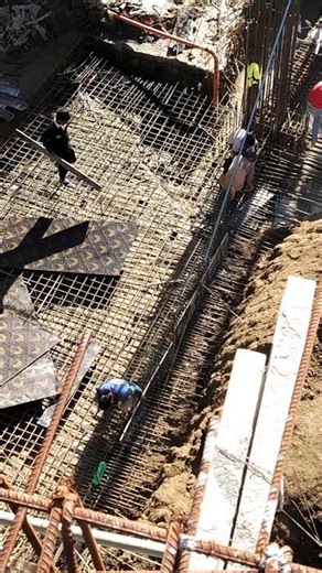 Rebar installation of footing tie beam. #construction #shorts