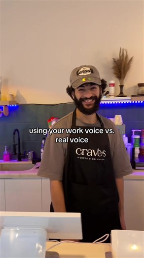 Using Your Work Voice vs. Real Voice in a Cafe Skit