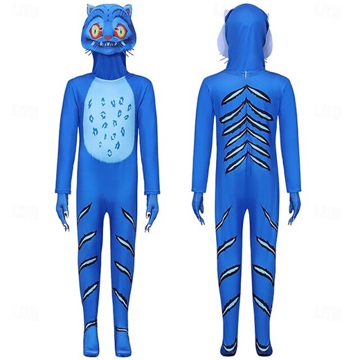 Korean Idol Inspired Pop Star Blue Tiger Costume Bodysuits Carnival Costume Virtual Idol Movie Cosplay for Boys' Girls' Kid's Halloween Carnival Performance Comic Con Anime Expo 2025