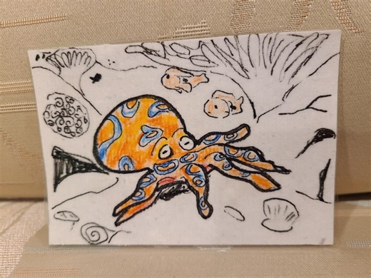 Octopus ACEO Original Abstract Illustration Ocean Art Trading Card Sea Creature Drawing Sketch Wall Art Octopus Garden - Etsy
