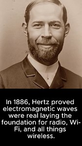 59K views · 930 reactions | "In 1886, Heinrich Hertz spotted tiny sparks between wires and unknowingly opened the door to modern communication. His experiments proved electromagnetic waves were real, matching James Clerk Maxwell's theory perfectly. Though Hertz saw it as pure science, his discovery paved the way for radio, Wi-Fi, and wireless tech. Today, every “Hz” honors his legacy." | History Fact Zone | Facebook