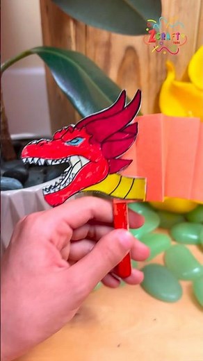 DIY Easy Dragon Paper Puppet 🐉 Craft for Kids - Fun and Simple! #diy #craft #craftyfun #kids