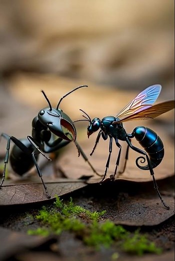 Tarantula Hawk Wasp Stings Bullet Ant | Macro Fight