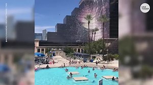 Dust devil at Luxor Resort pool in Las Vegas puts sunny day into a spin