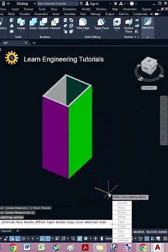 Color face command solid editing AutoCAD 3D -16 #autocad #autocad3d