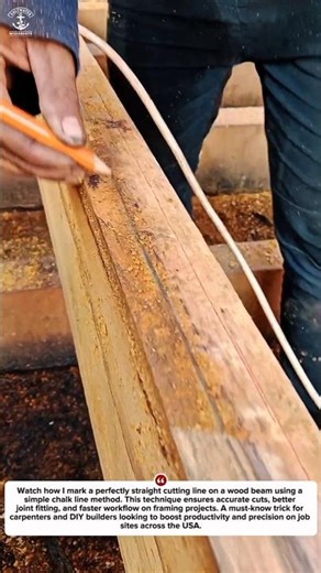 Pro Carpenter’s Straight Line Marking Hack on Wood Beam #Shorts