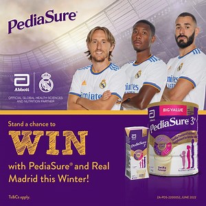 21K views · 110 reactions | GIVEAWAY TIME  Set your child up for success with a daily serving of vitamins and minerals in PediaSure®. Stand a chance to WIN a Real Madrid jersey signed by the ENTIRE team or official Real Madrid merch. TO ENTER: Comment below with your child’s favourite Real Madrid player | PediaSure South Africa | Facebook