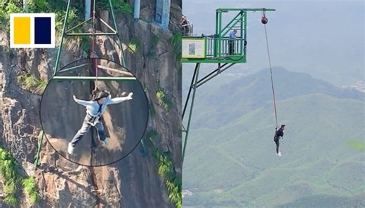 Tourist site in China offers ‘slow-motion’ bungee jump for cautious visitors