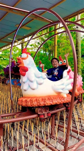 Naik kereta chicken coop ayam putih mata melotot senyum sambil lambai tangan berputar seru #chicken