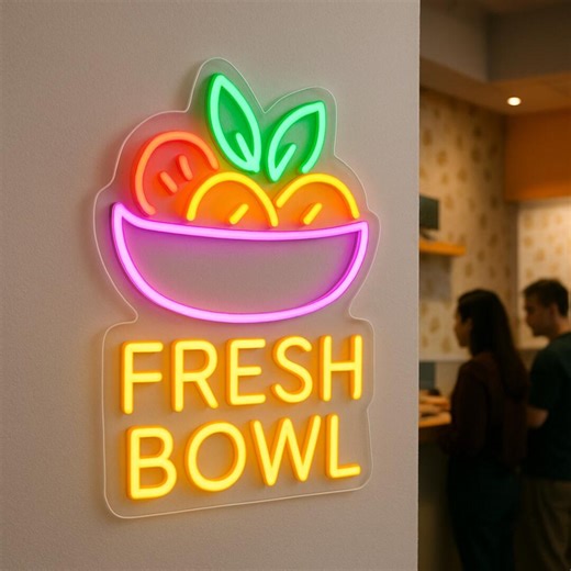 Poke Bar Neon Sign. Cafe Light. Bowl Led Sign. "fresh Bowl" Neon Decor. - Etsy