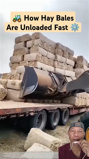 How Hay Bales Are Unloaded Fast 🚜 ⚙️ #AgriculturalMachinery #FarmEngineering #Logistics