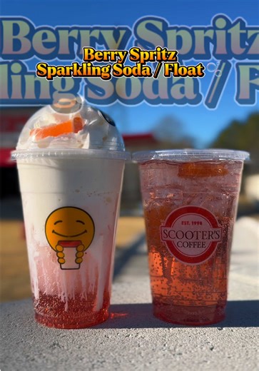 Have you tried our newly added menu item, Berry Spritz Sparkling Soda & Float? 🫧😋 #CapCut #scooterscoffee #liluzivert #durhamnc #coffeeshop