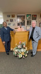 Bishop Donald Golder and Dr. Gary W. Garrett at the Bishop M.E. Golder “GALLERY”. Filmed during the Heritage Conference in Joplin, MO. (10-15-25) | Apostolic Archives International